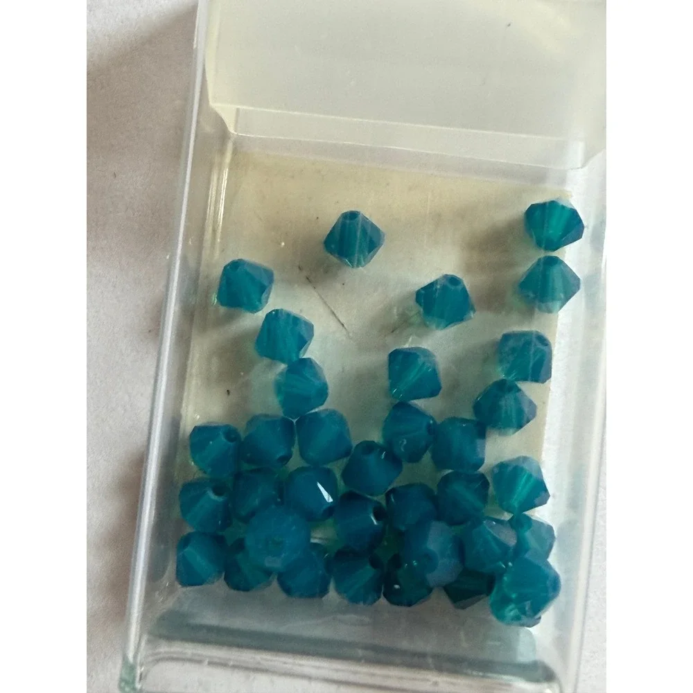 VTG Swarovski Crystal Bicone Beads Mixed Blue Lot 3mm 4mm Bicone and Misc.